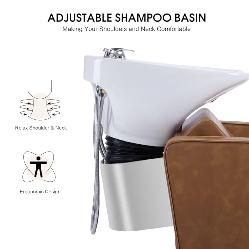 Adjustable Porcelain Ceramic Shampoo Station Chair (Beige) Z7216