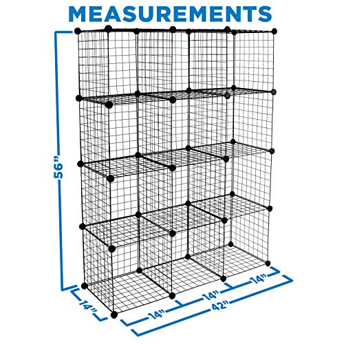 12-Cube Black Metal Wire Storage Organizer E503683
