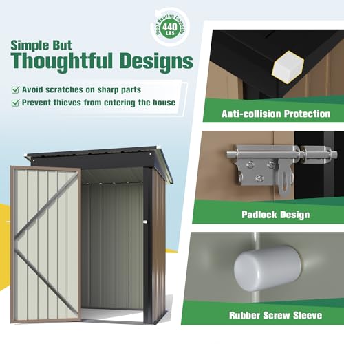5 x 3 FT Waterproof Metal Garden Storage Shed W920