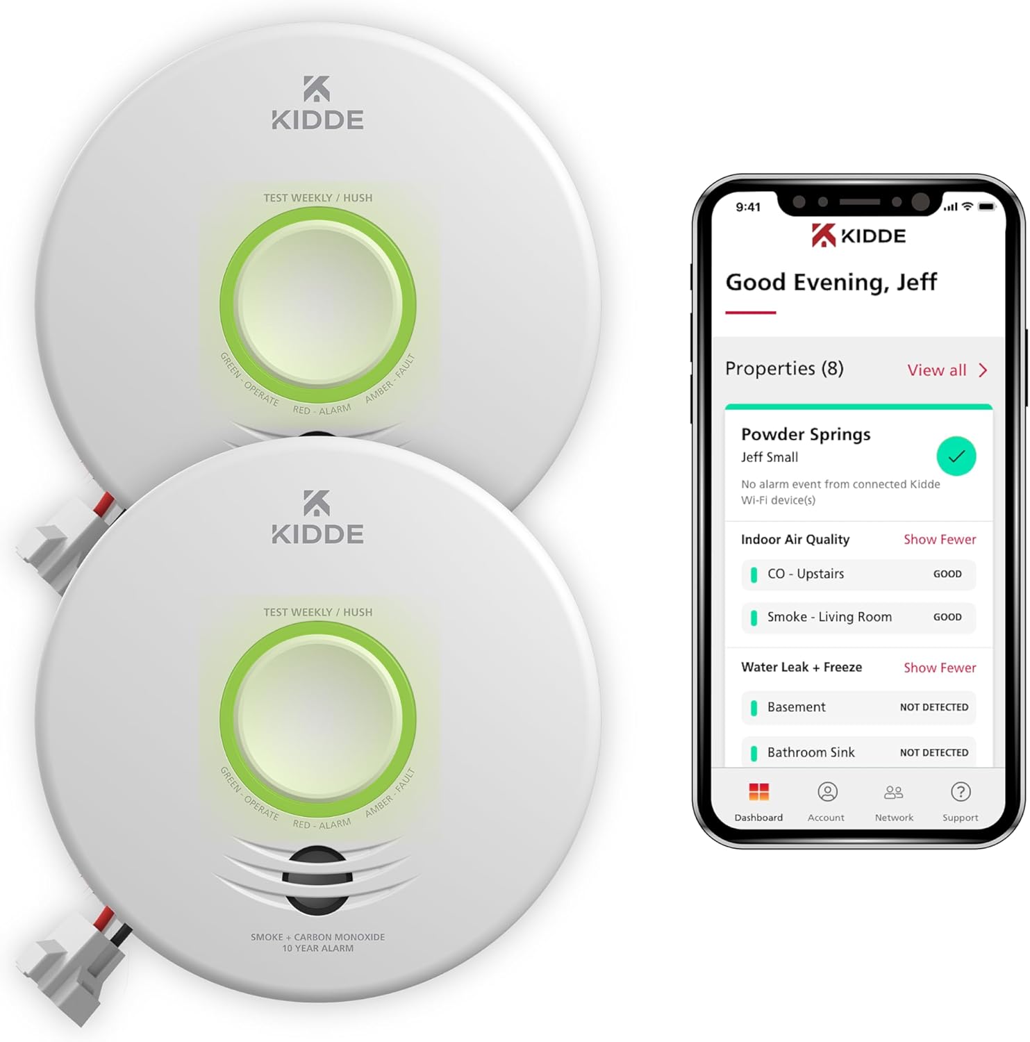Smart Smoke & CO Detector Hardwired 2 Pack C74599
