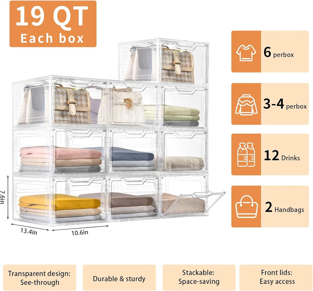 6 Pack Clear Stackable Plastic Storage Bins with Lids X32902