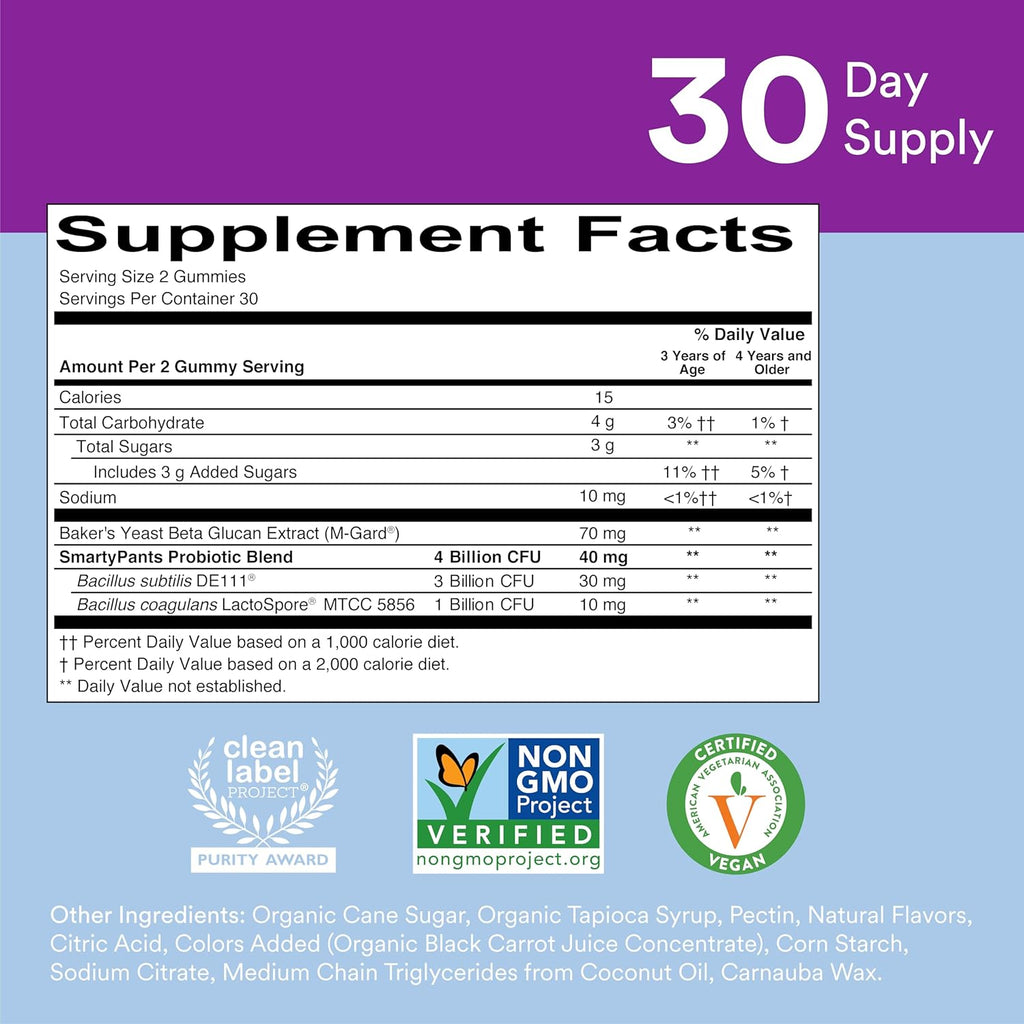Kids Probiotic Immunity Gummies, Prebiotics & Probiotics, Gluten Free, Vegan, Grape Flavor, 60 Count T3247