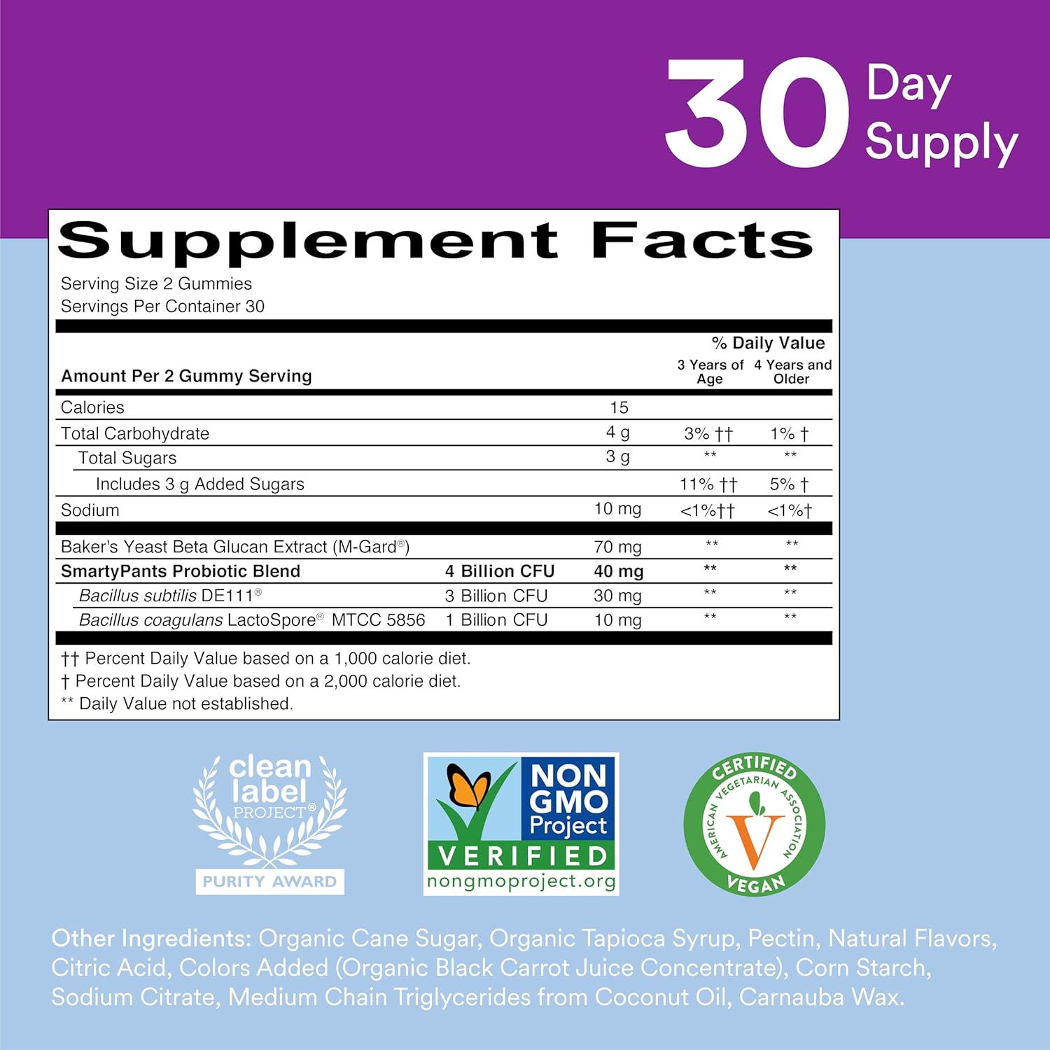 Kids Probiotic Immunity Gummies, Prebiotics & Probiotics, Gluten Free, Vegan, Grape Flavor, 60 Count T3247