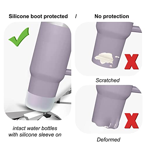2Pcs Silicone Boot for Stanley 40 oz Quencher Tumbler & Stanley IceFlow 20oz 30oz, Protective Water Bottle Bottom Sleeve Cover (white) J204