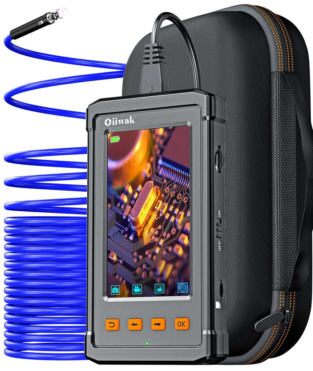 33FT Dual Lens Industrial Endoscope Camera with 7 LED Lights 4.3 IPS Screen IP68 Waterproof Probe P3875