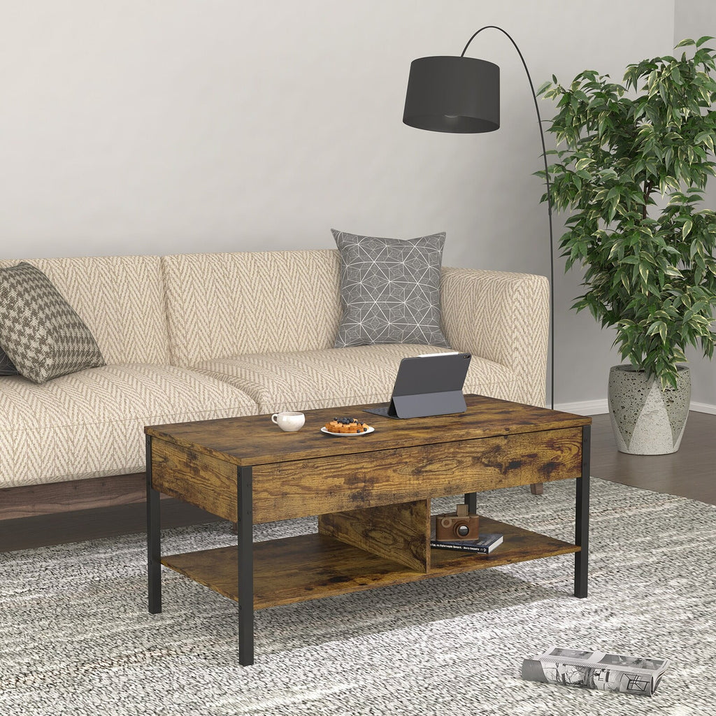 Brown Lift Top Coffee Table with Hidden Storage E285
