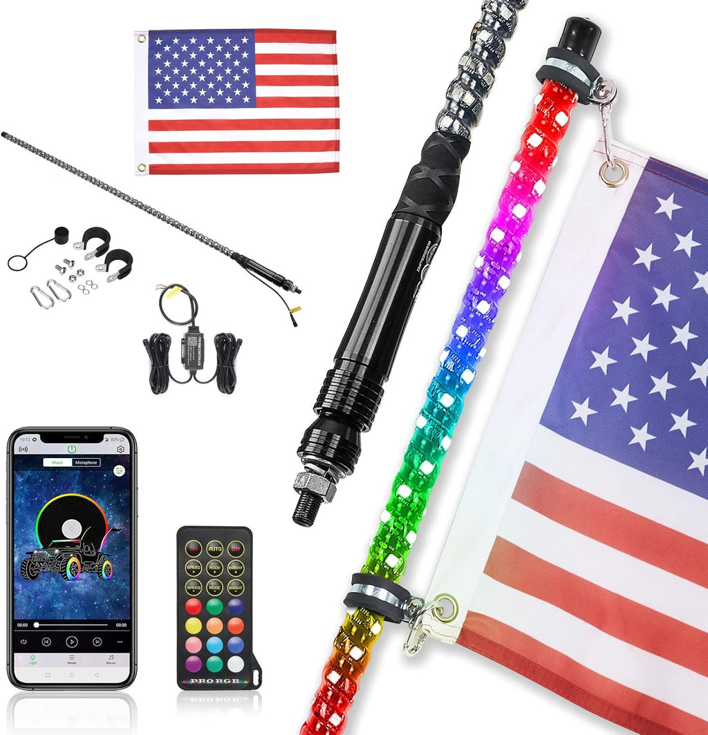 2pcs 3ft LED Whip Lights with Bluetooth U6795