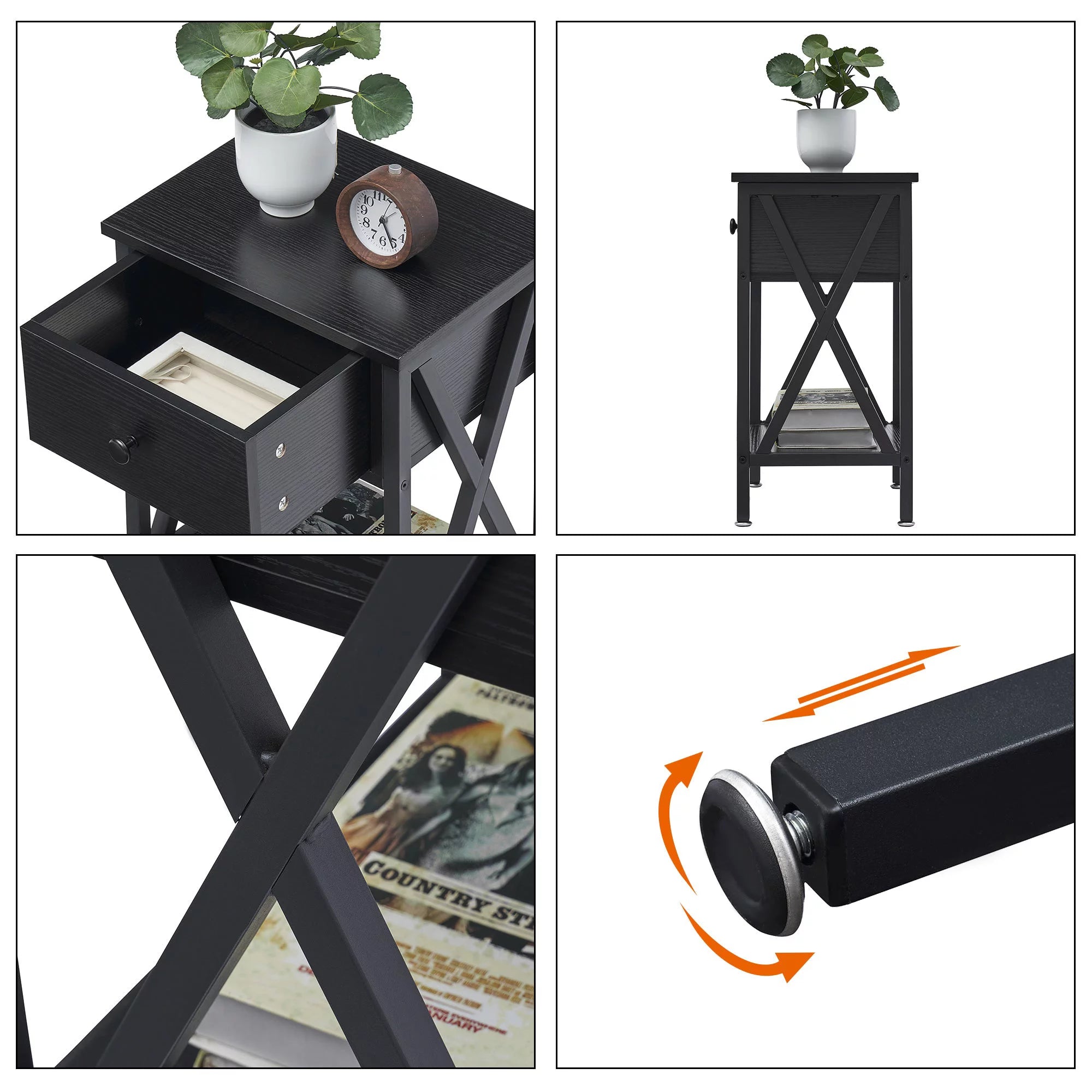 3-Piece Upholstered Bed Frame and 2 Nightstand V29285