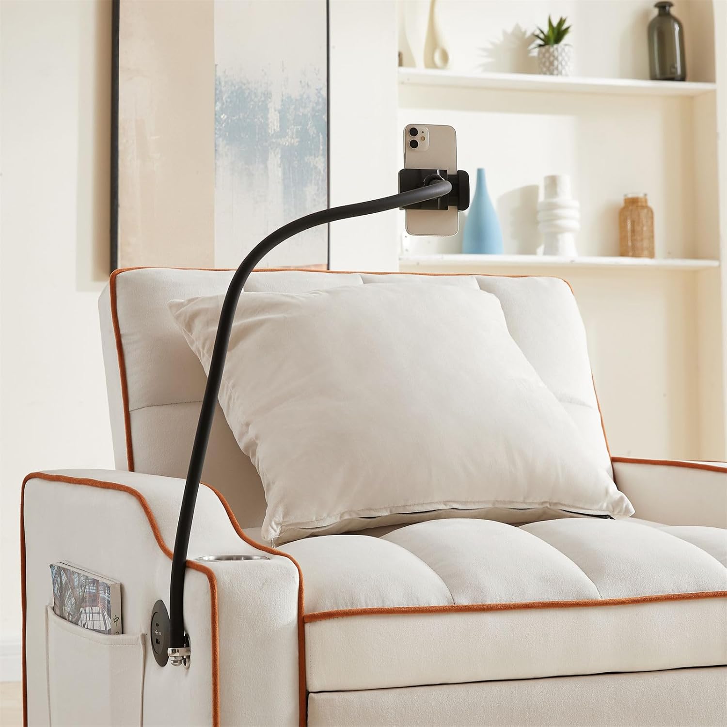 3-in-1 Convertible Pull Out Sleeper Chair Bed with Multi-Pockets M3240