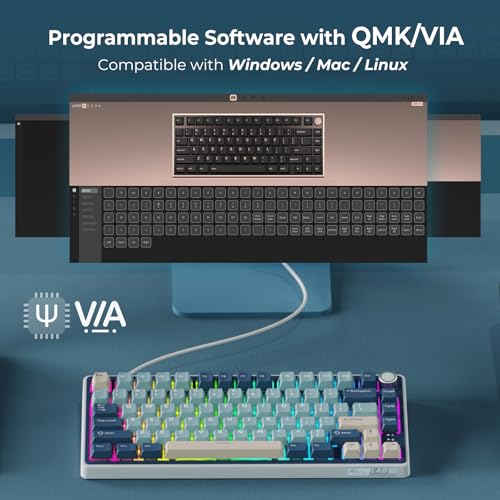 75% Wireless Mechanical Keyboard with Knob and PBT Keycaps I3561