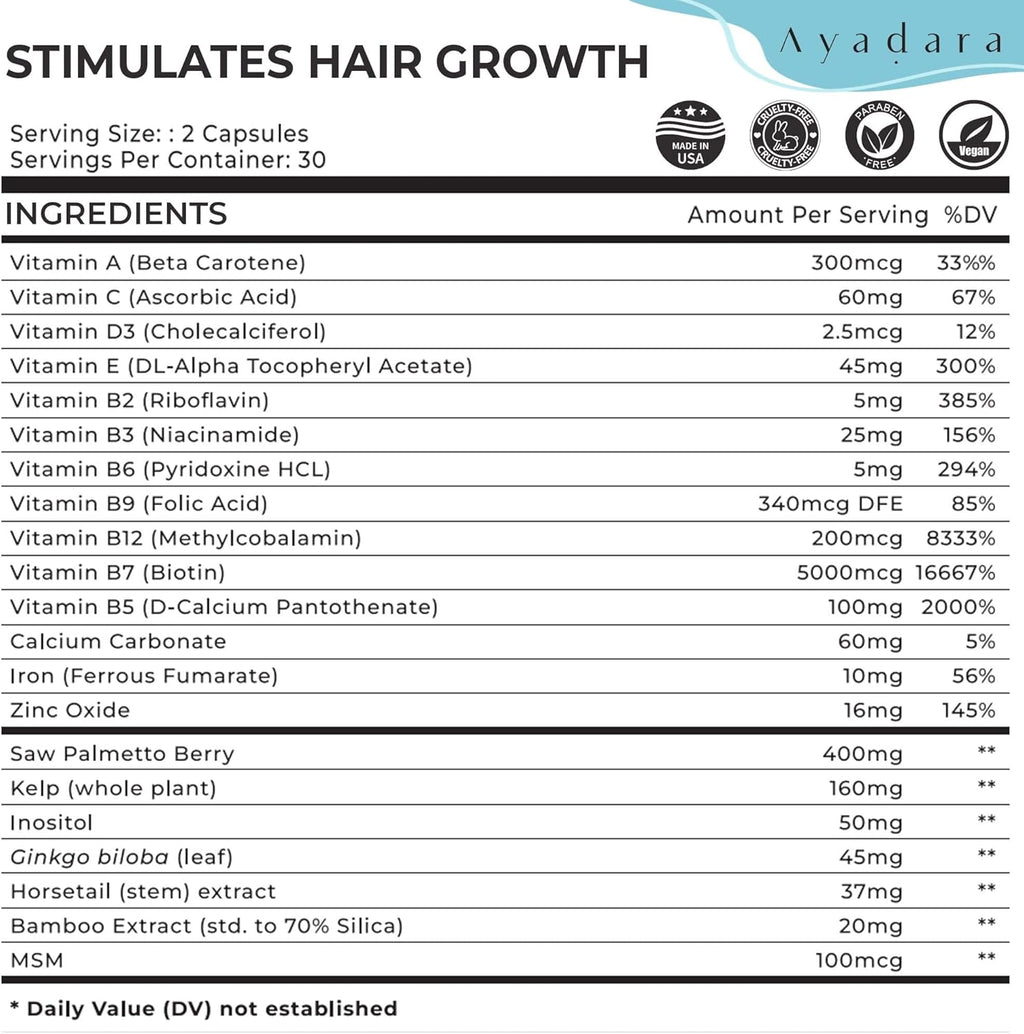 Hair Skin and Nails Vitamins 60 Capsules with Biotin L6242