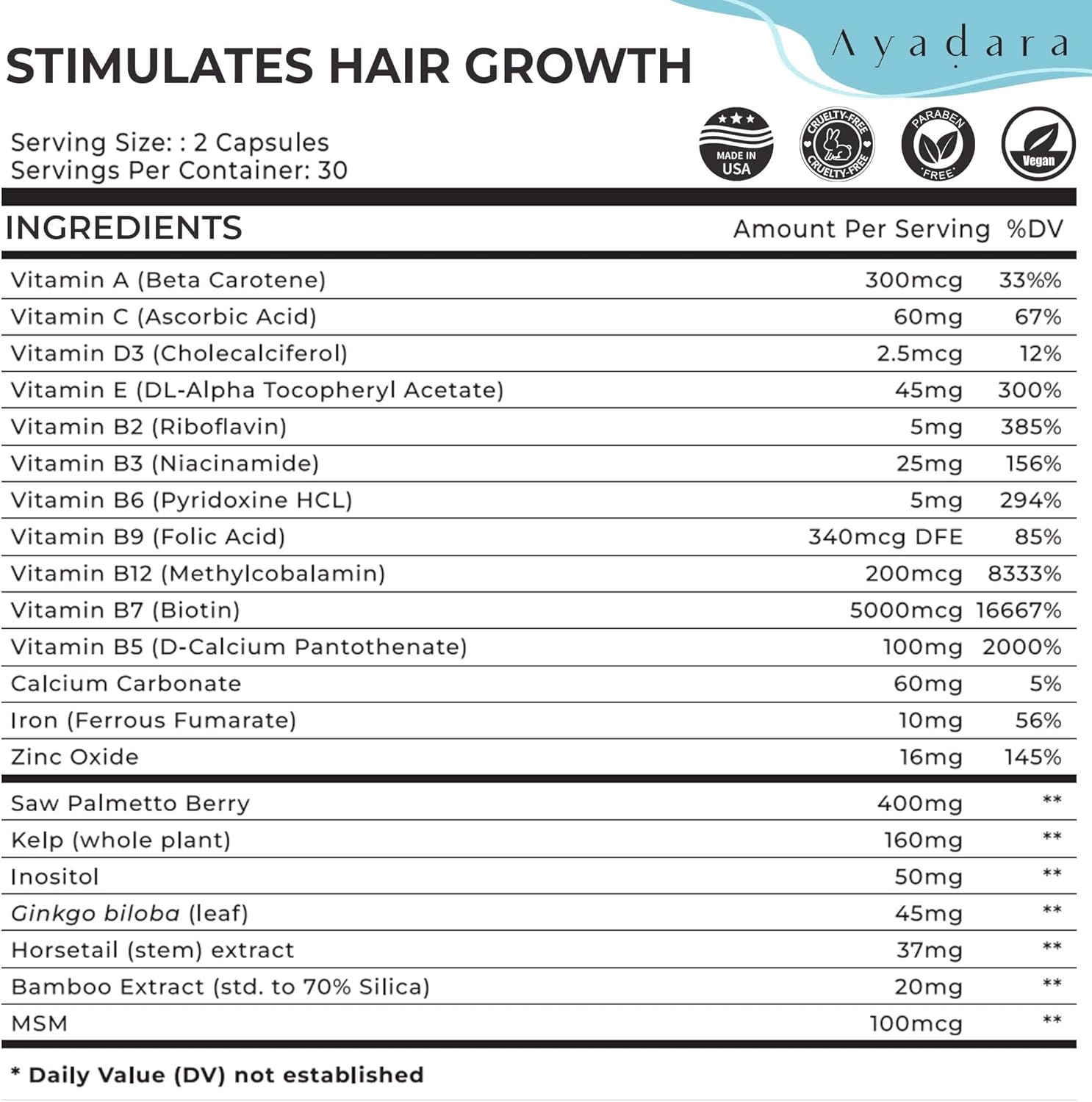 Hair Skin and Nails Vitamins 60 Capsules with Biotin L6242