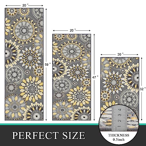 Farmhouse Kitchen Rugs Sets of 3, Non Slip Washable Kitchen Mat O2976