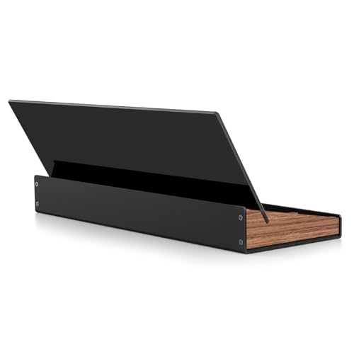 Small White Glass Dry Erase Board with Aluminum Frame and Wooden Storage Compartment F726632