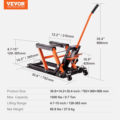 1500 LBS Hydraulic Scissor Motorcycle Jack Stand with 4 Wheels I48004