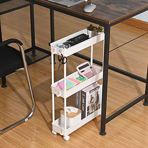 Slim Rolling Storage Cart, 4 Tier, White T881