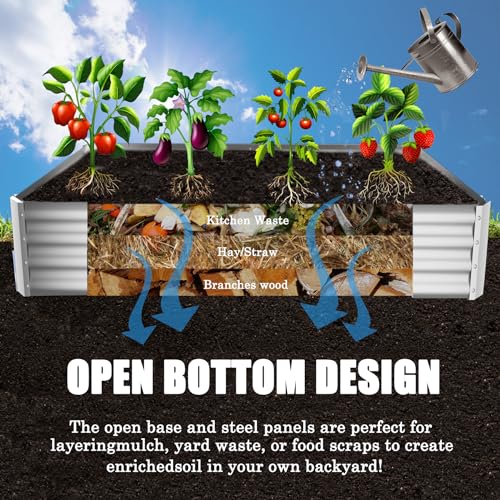 Silver 8×4×1ft Galvanized Metal Raised Garden Bed Planter Box 2PCS Y409
