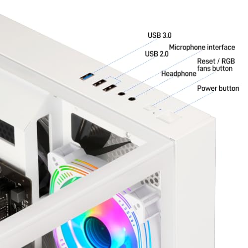 White Gaming PC Desktop with Ryzen 5 5500, GeForce RTX 3050 6GB, 16GB DDR4, 1TB NVME SSD E7660