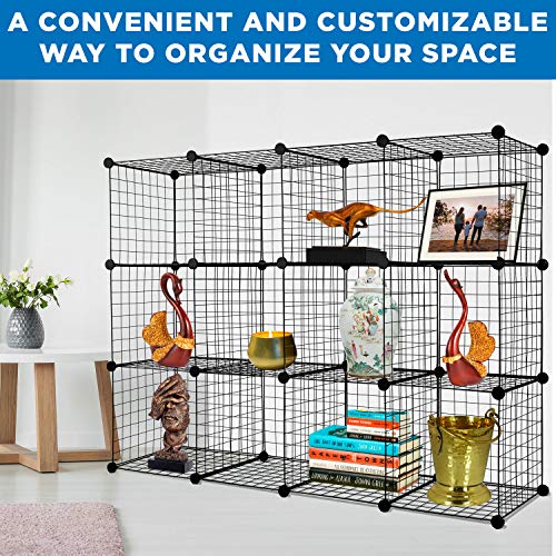 12-Cube Black Metal Wire Storage Organizer E503683