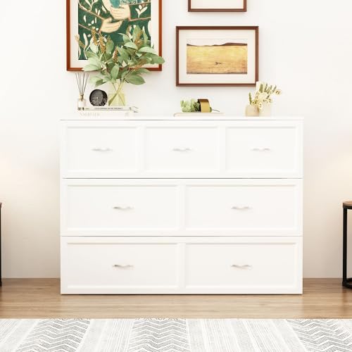 Queen Size White Murphy Bed with 1 Drawer P707697