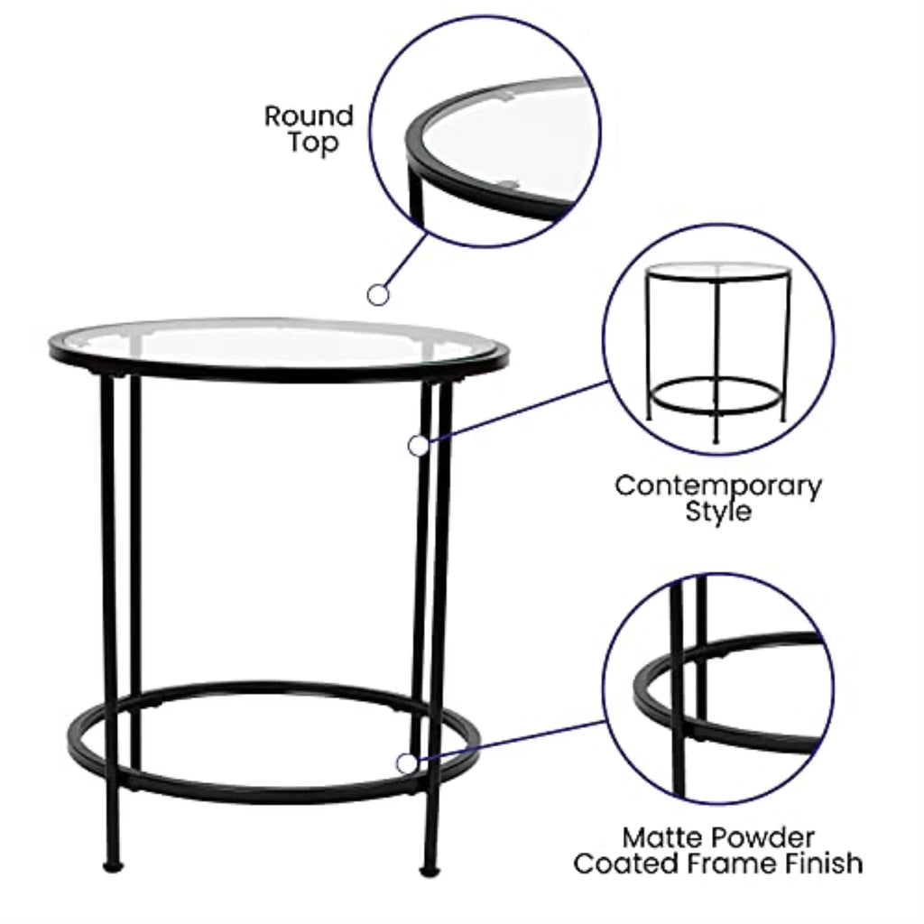 Clear Matte Black End Table Y9591
