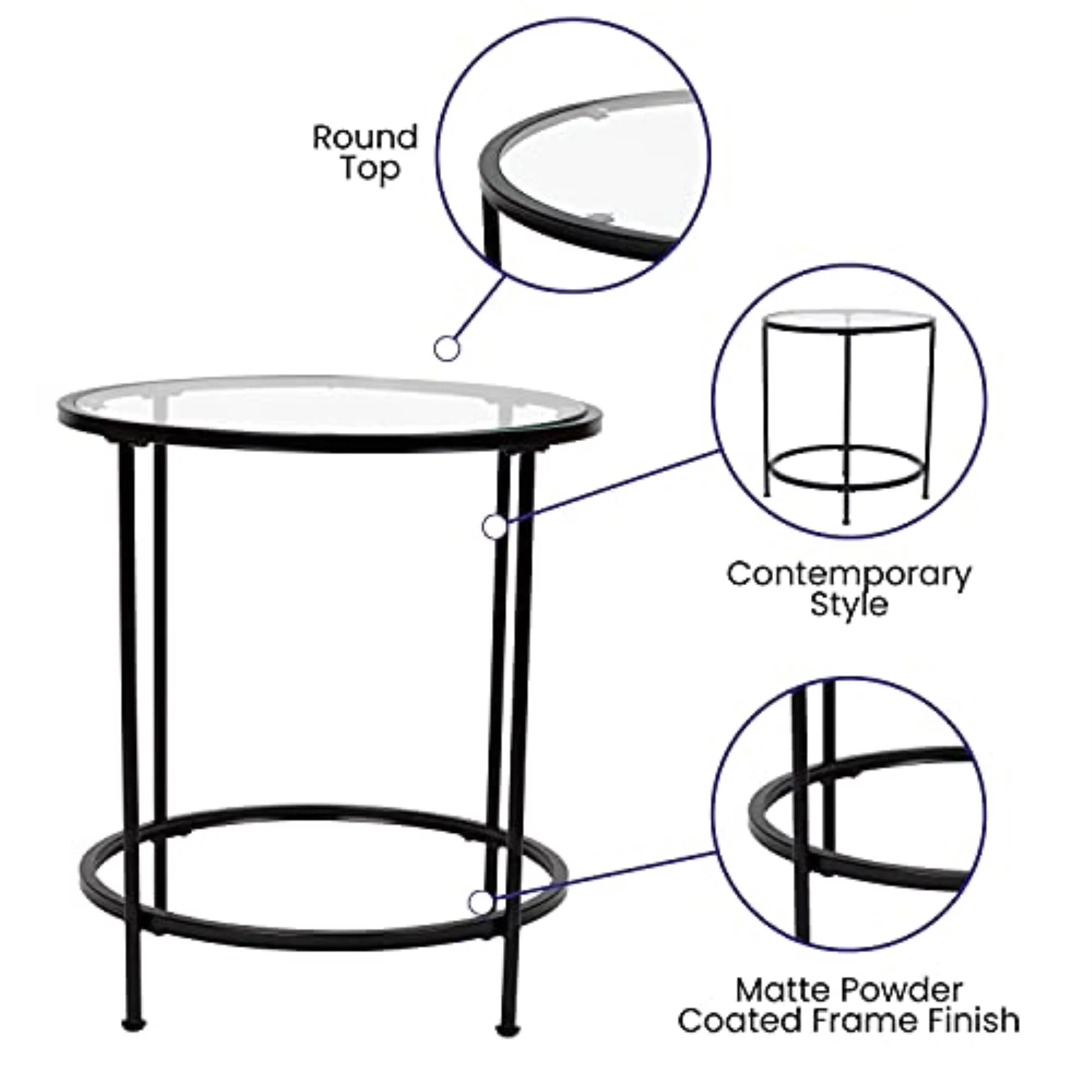 Clear Matte Black End Table Y9591
