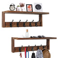 2 Pack Rustic Brown Wood Wall Mount Coat Rack with Shelf Z4270