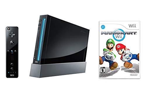 White Wii Console with Mario Kart Wii Bundle (Renewed) D669127