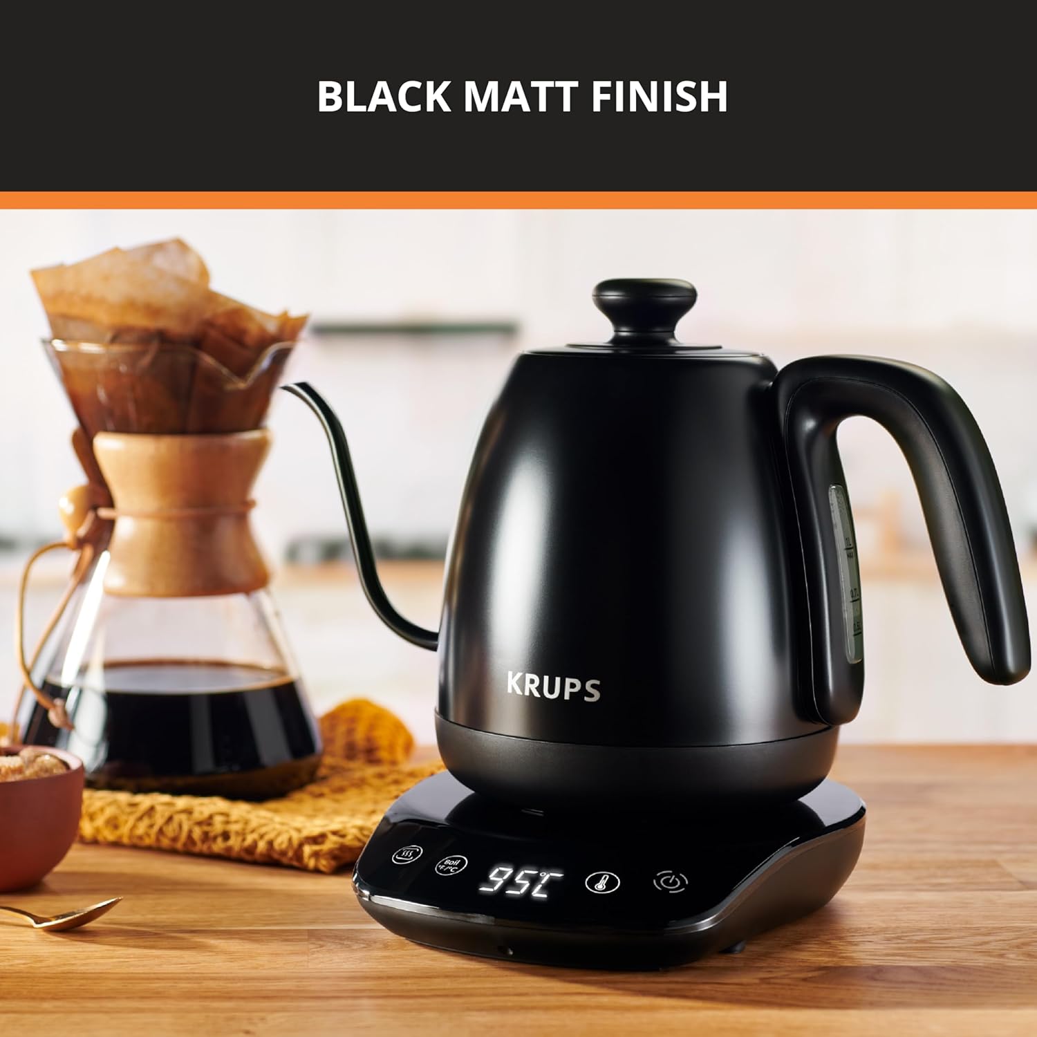 Black Stainless Steel Gooseneck Electric Kettle 1 Liter Y1294