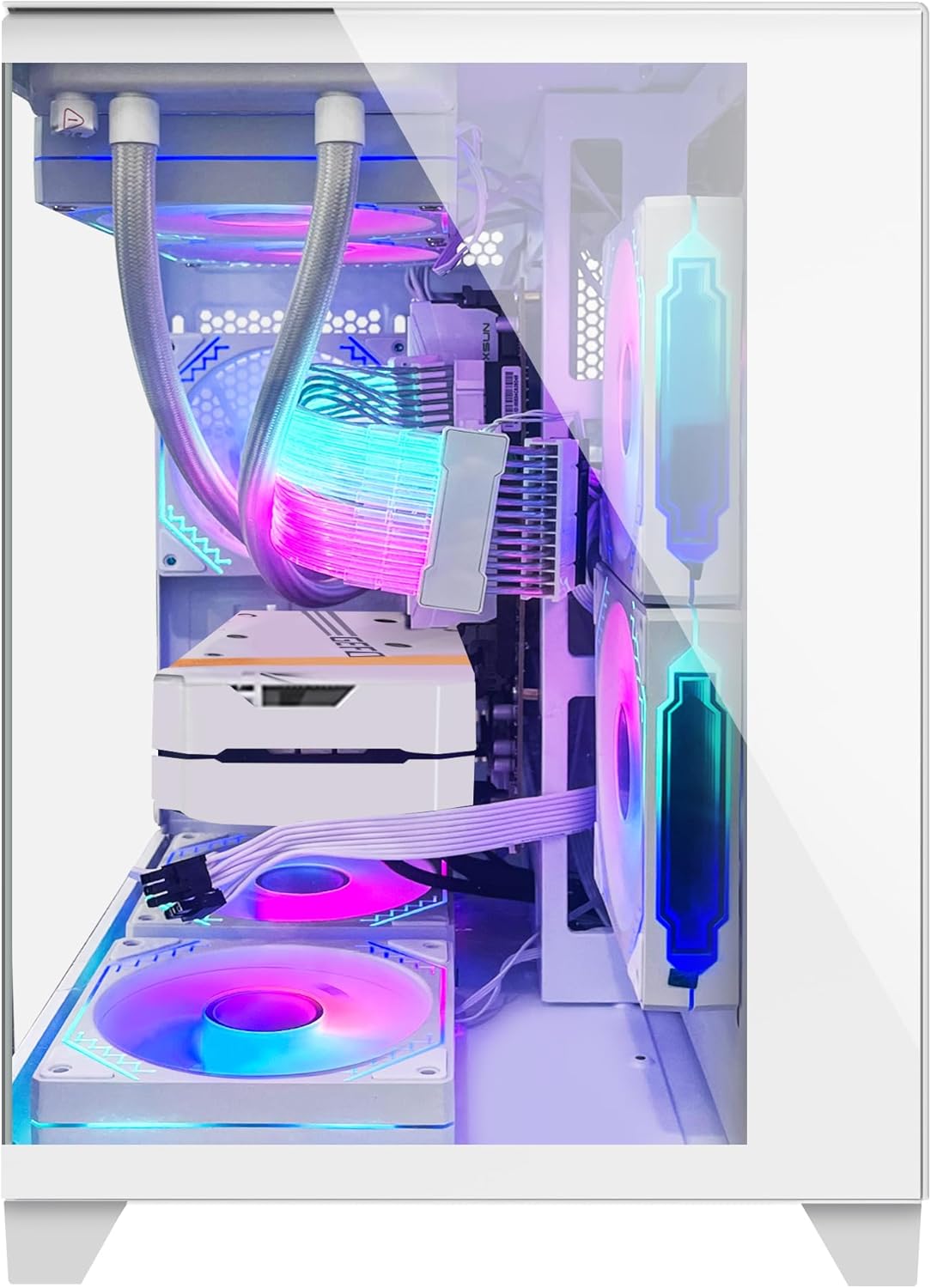White Gaming PC with AMD Ryzen 5 5600X RTX 4060 16GB DDR4 RAM 1TB M.2 SSD W672