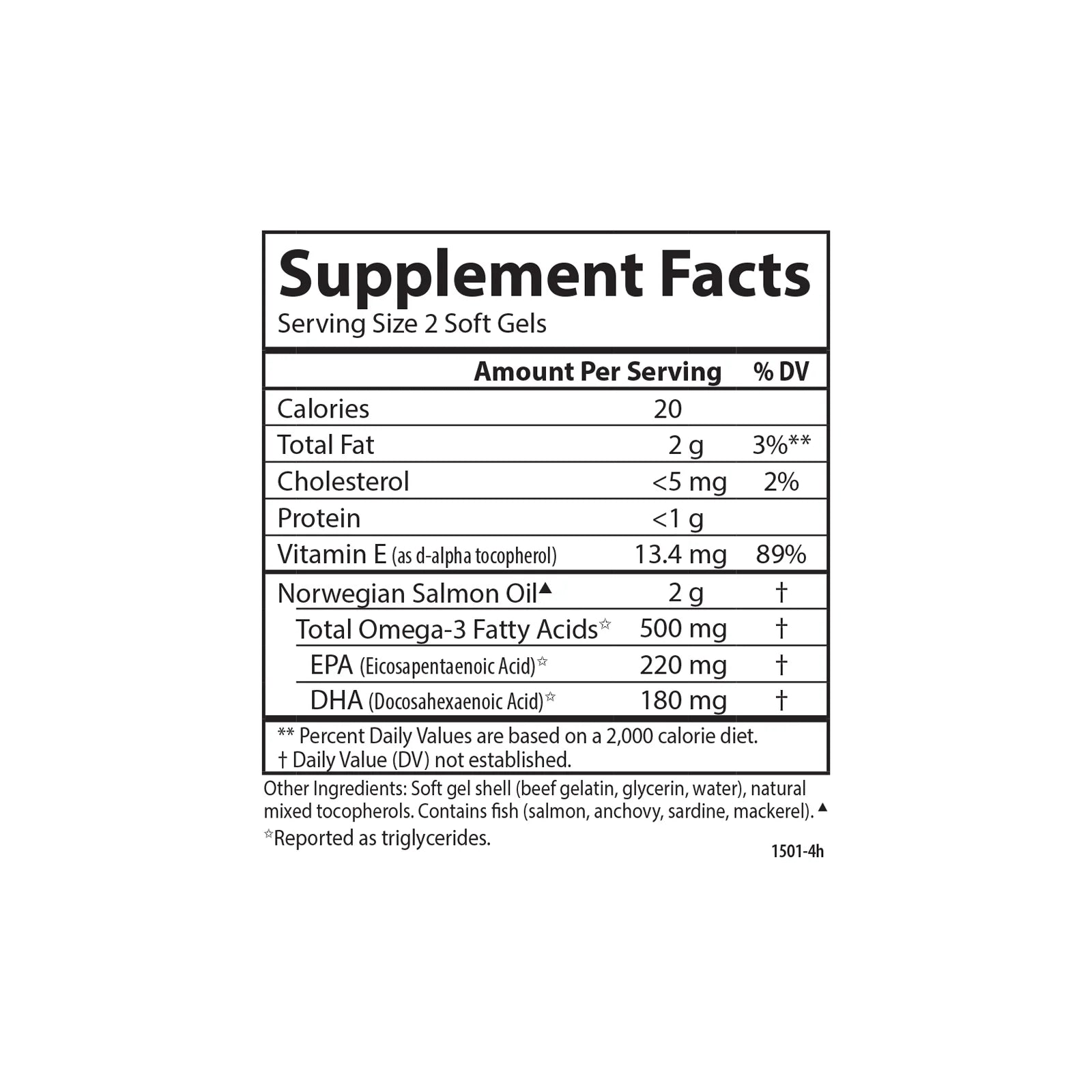Norwegian Salmon Oil 500 mg Omega-3s 180 Softgels D90026