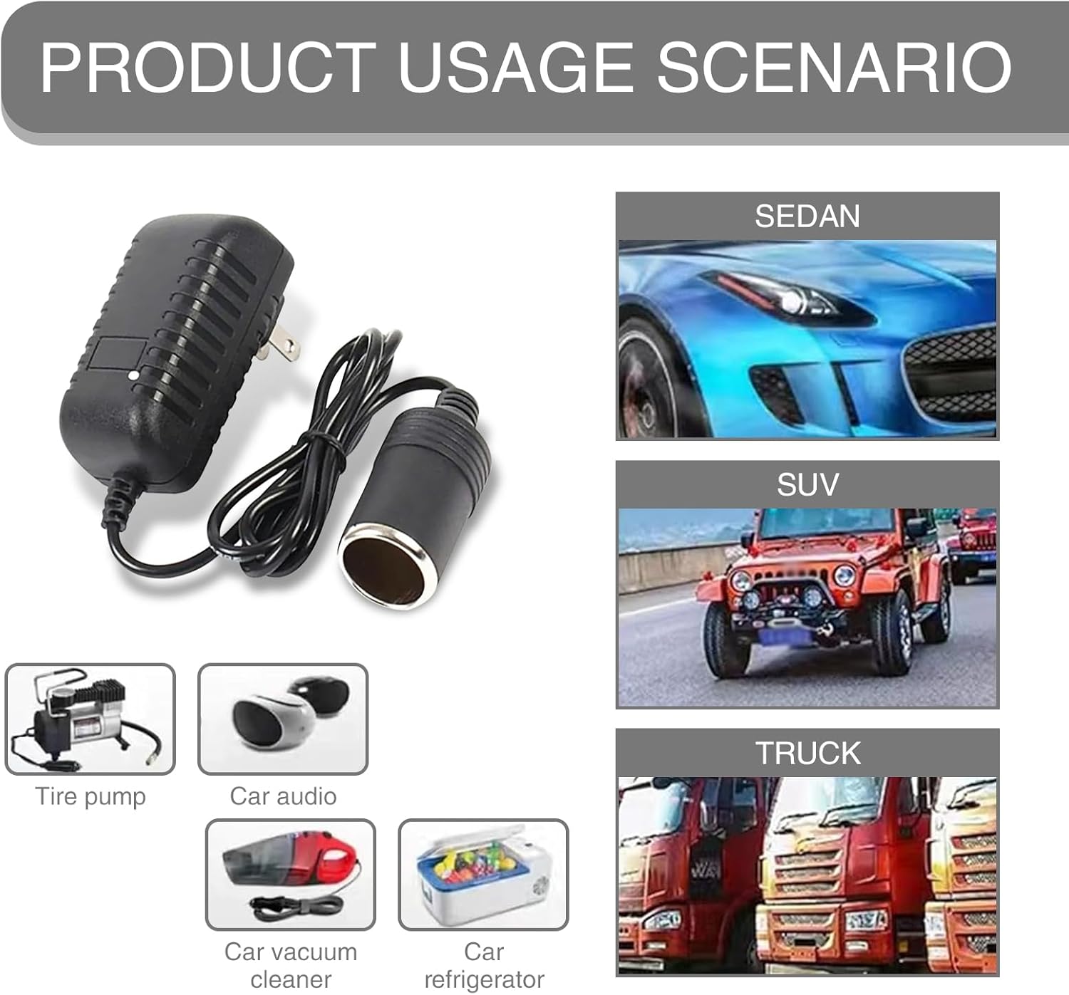1 PC Car Cigarette Lighter Socket Replacement Power Adapter with Line H53025