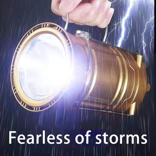 5-in-1 Portable LED Camping Lantern with Fan, Solar/USB Rechargeable, Lightweight ABS (Silver, 17.7X10X7.7cm) E9502