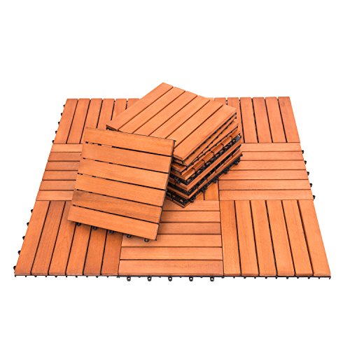 8-Slat Acacia Hardwood Interlocking Deck Tile R5873