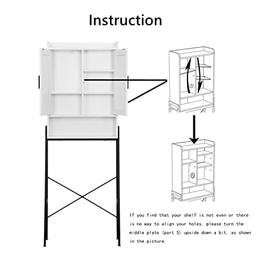Wooden Over The Toilet Storage Cabinet with Double Door and Adjustable Feet M164