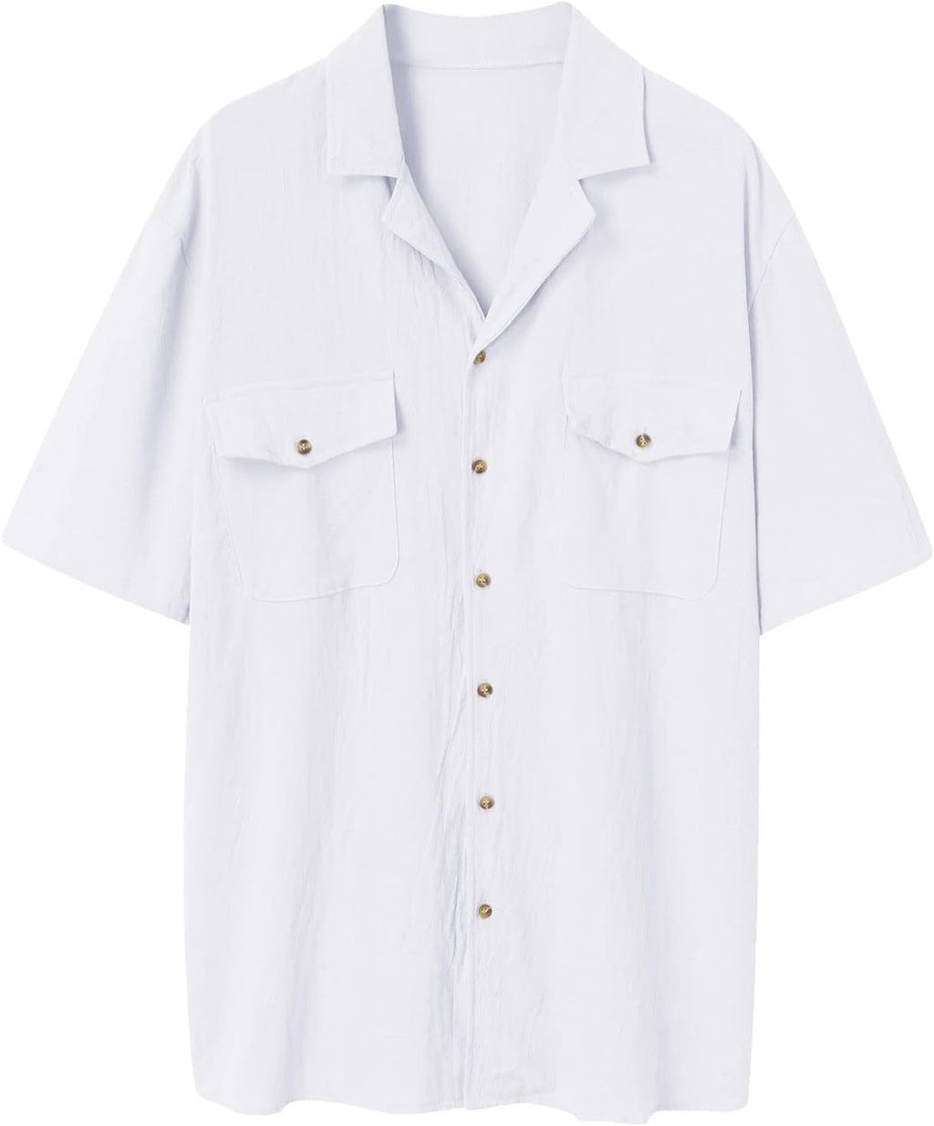 Men's Cotton Linen Short Sleeve Button Down Shirts I4192