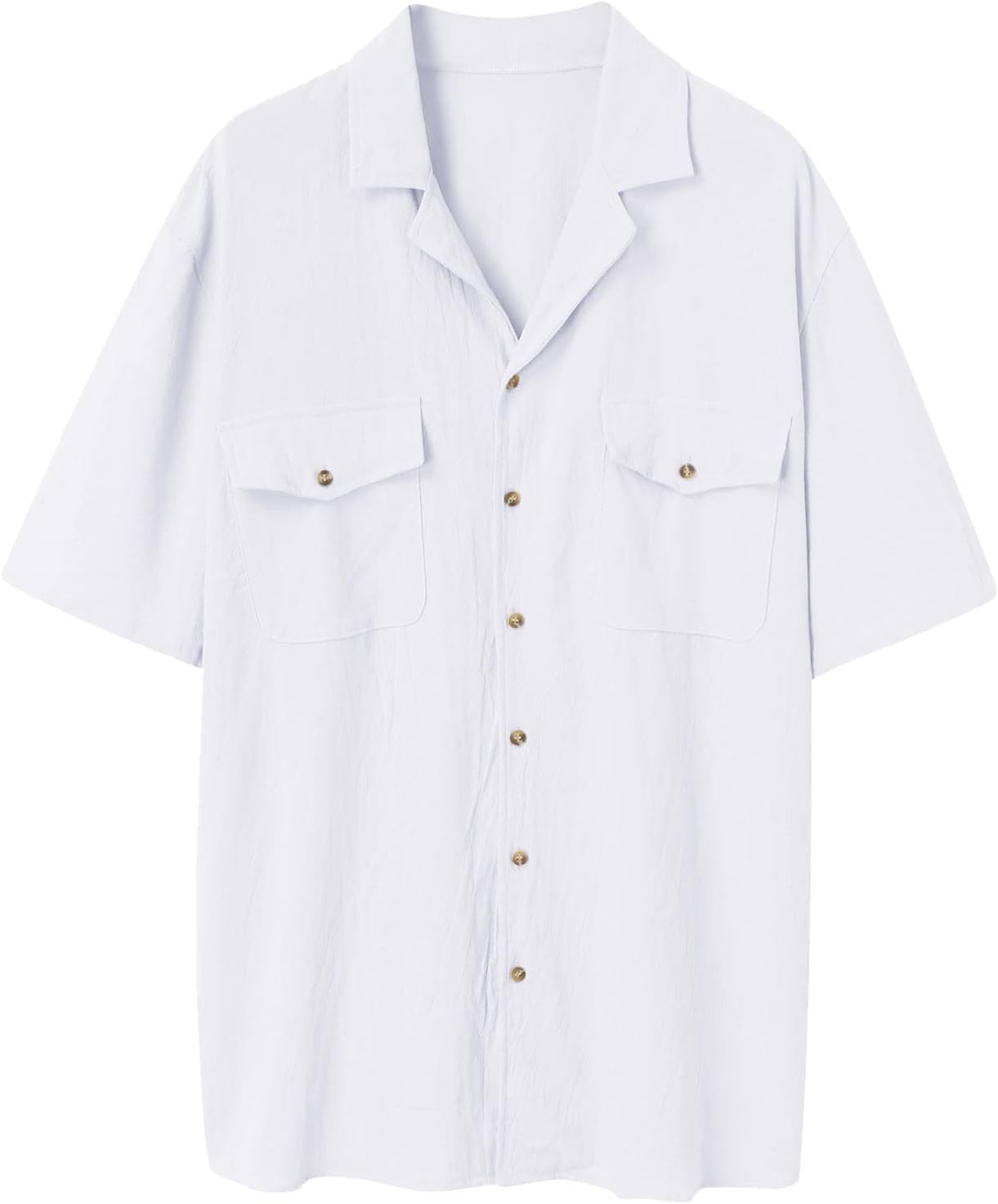 Men's Cotton Linen Short Sleeve Button Down Shirts I4192