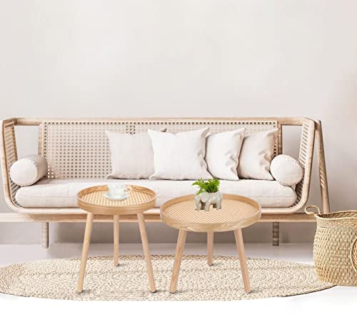 Black Small Round Rattan Side Table O463
