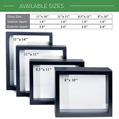 11” x 11” Dark Oak Wooden Shadow Box Frame with Tempered Glass A2300