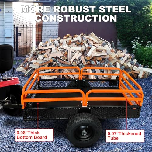 Heavy Duty Steel Dump Cart 1600LB Capacity with Dual Dumping Modes X2359