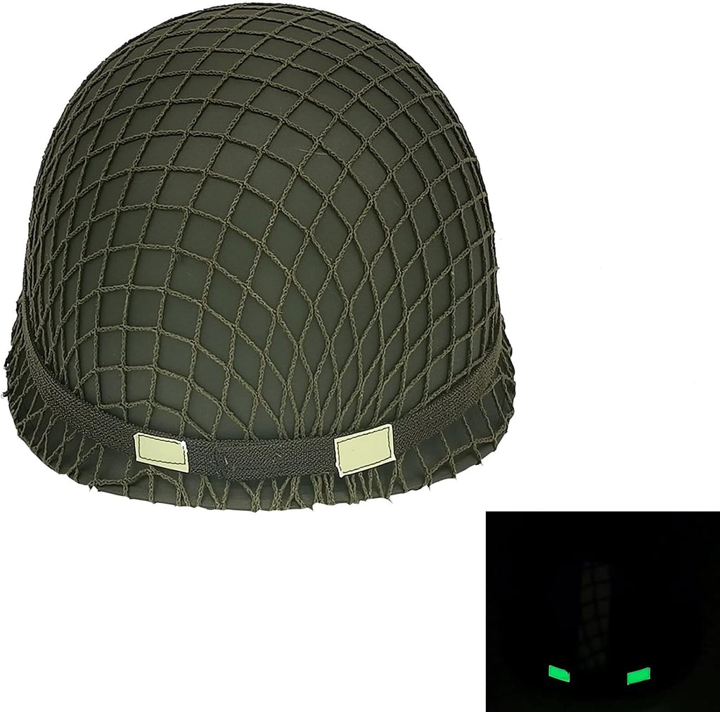 WWII US Army M1 Helmet Metal Steel Shell Replica with Net Canvas Chin Strap Cat Eye Band N267360