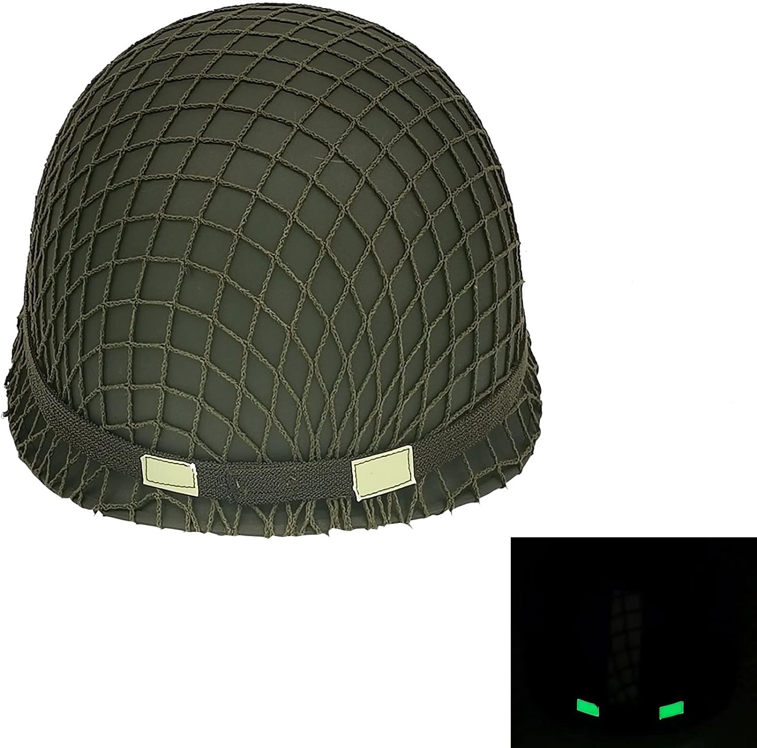 WWII US Army M1 Helmet Metal Steel Shell Replica with Net Canvas Chin Strap Cat Eye Band N267360