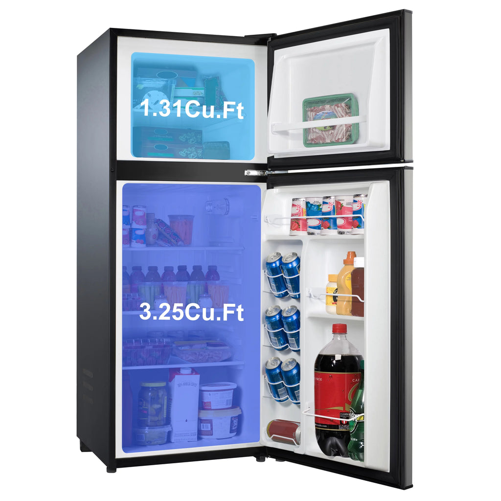 Stainless Steel Two Door Mini Refrigerator with Freezer H94686