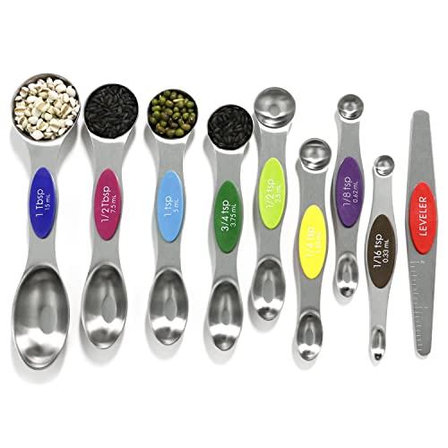 Magnetic Stainless Steel Measuring Spoons Set with Leveler L3794