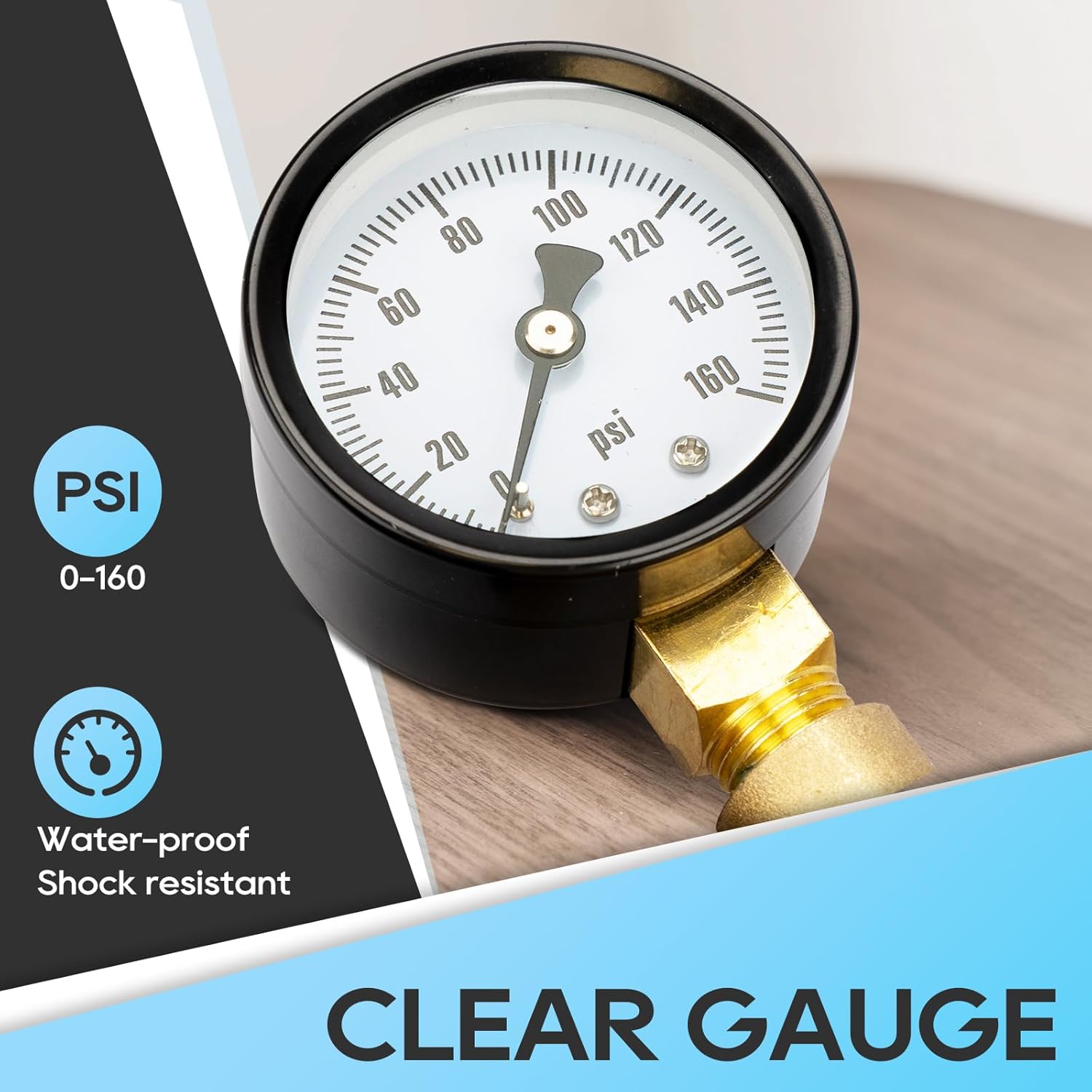 Brass Lead-Free Adjustable RV Water Pressure Regulator Valve with Gauge and Inlet Screen Filter T994894