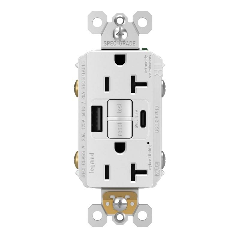 White 20 Ampere GFCI Tamper Resistant Electrical Outlet A891807