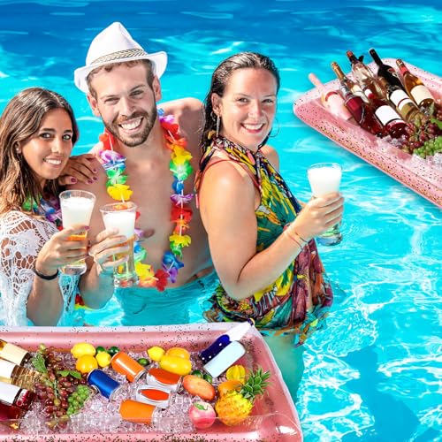 4 Pcs Inflatable Serving Bar Food Cooler Buffet with Glittering Confetti Inflatable Ice Tray M38476