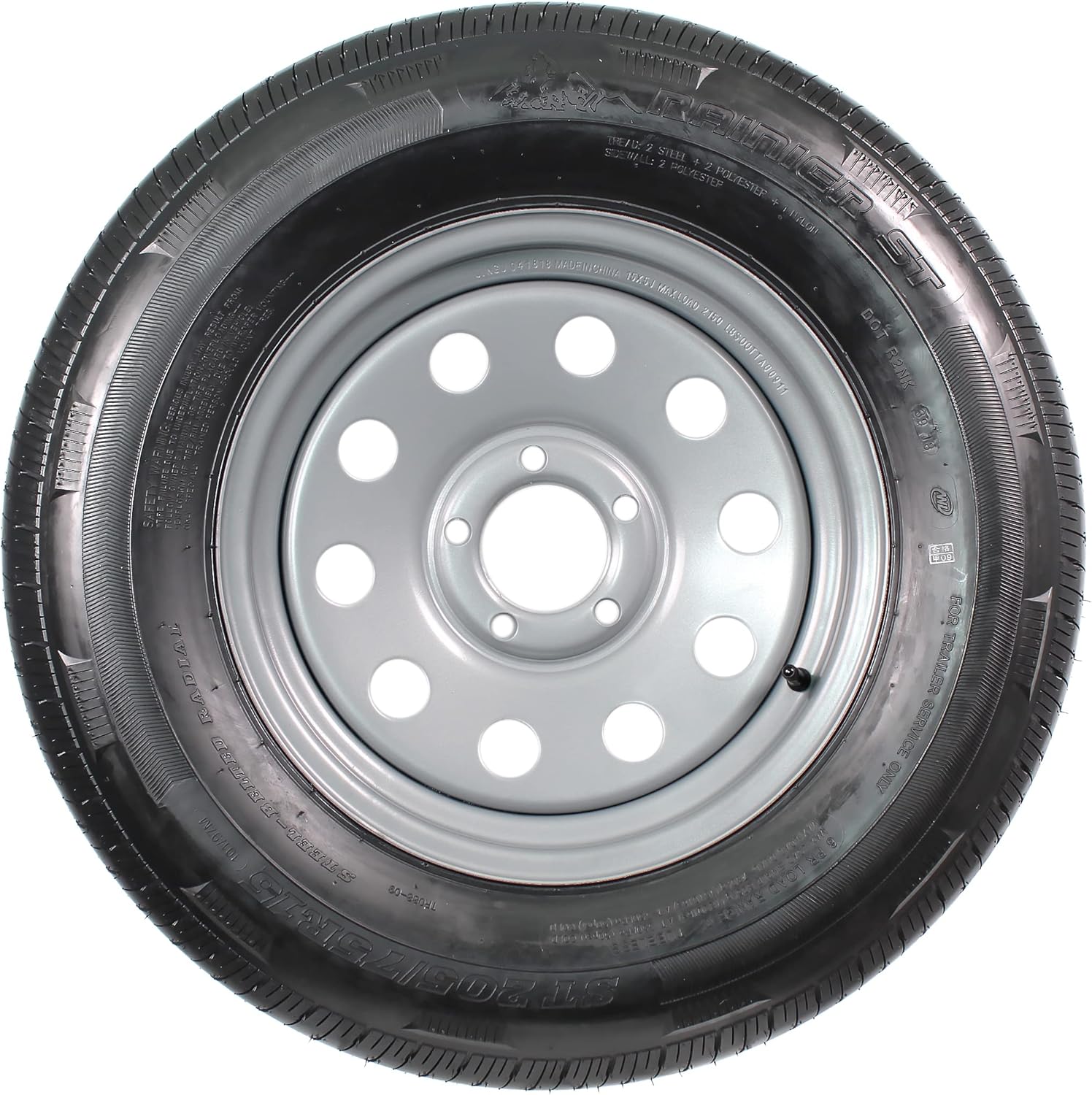 Gray Modular Trailer Tire On Rim ST205/75R15 5 Lug Wheel N9773