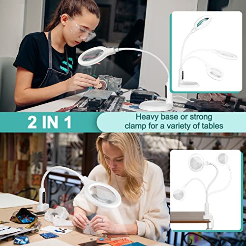 5X Magnifying Glass with Light and Clamp, Flexible Gooseneck LED Desk Lamp A198897