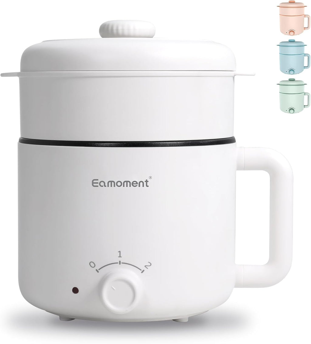 White Electric Mini Ramen Cooker 1.2L Nonstick 300W/600W Y35762